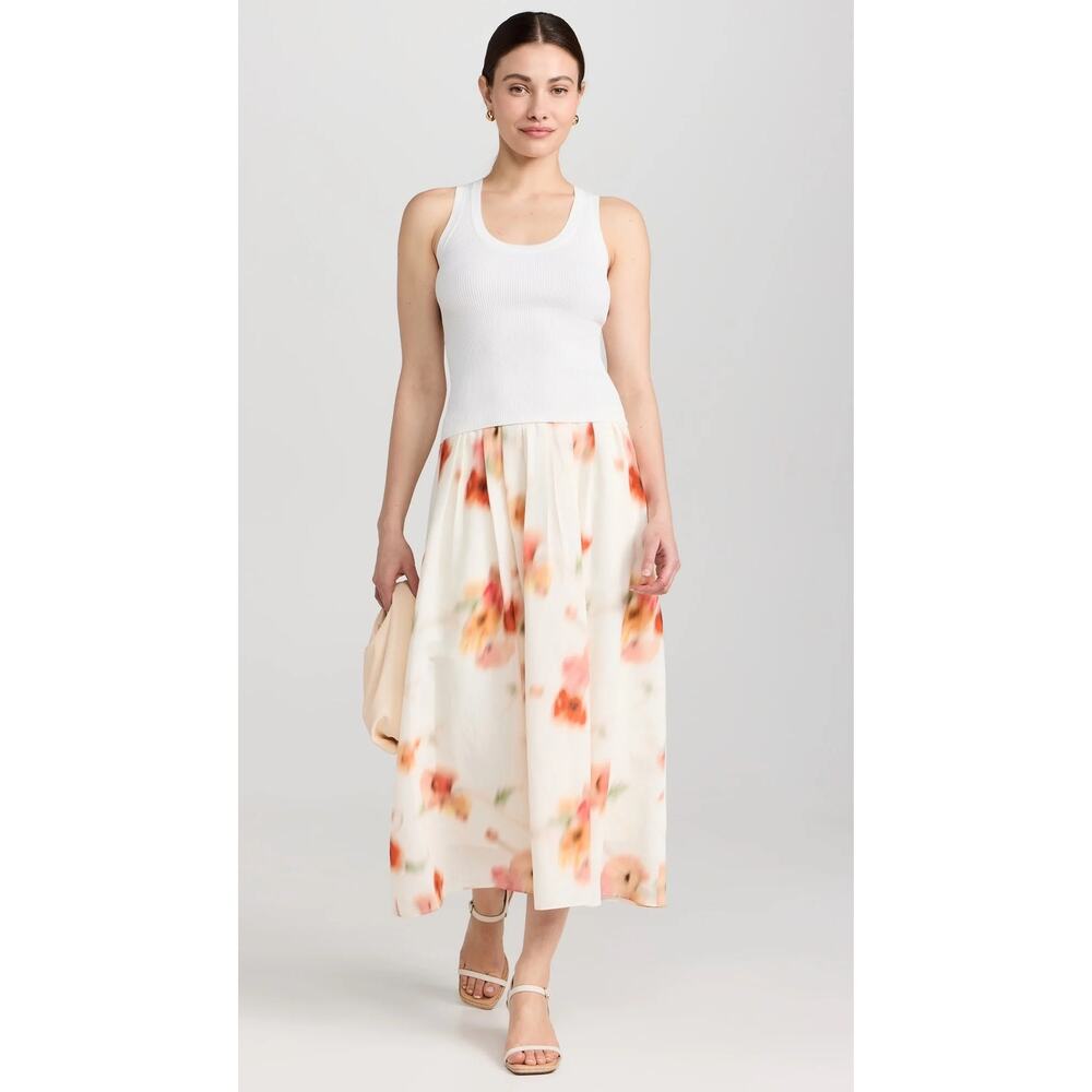 Vince Poppy Blur Gathered Easy Skirt in Cream Dusk size M medium
